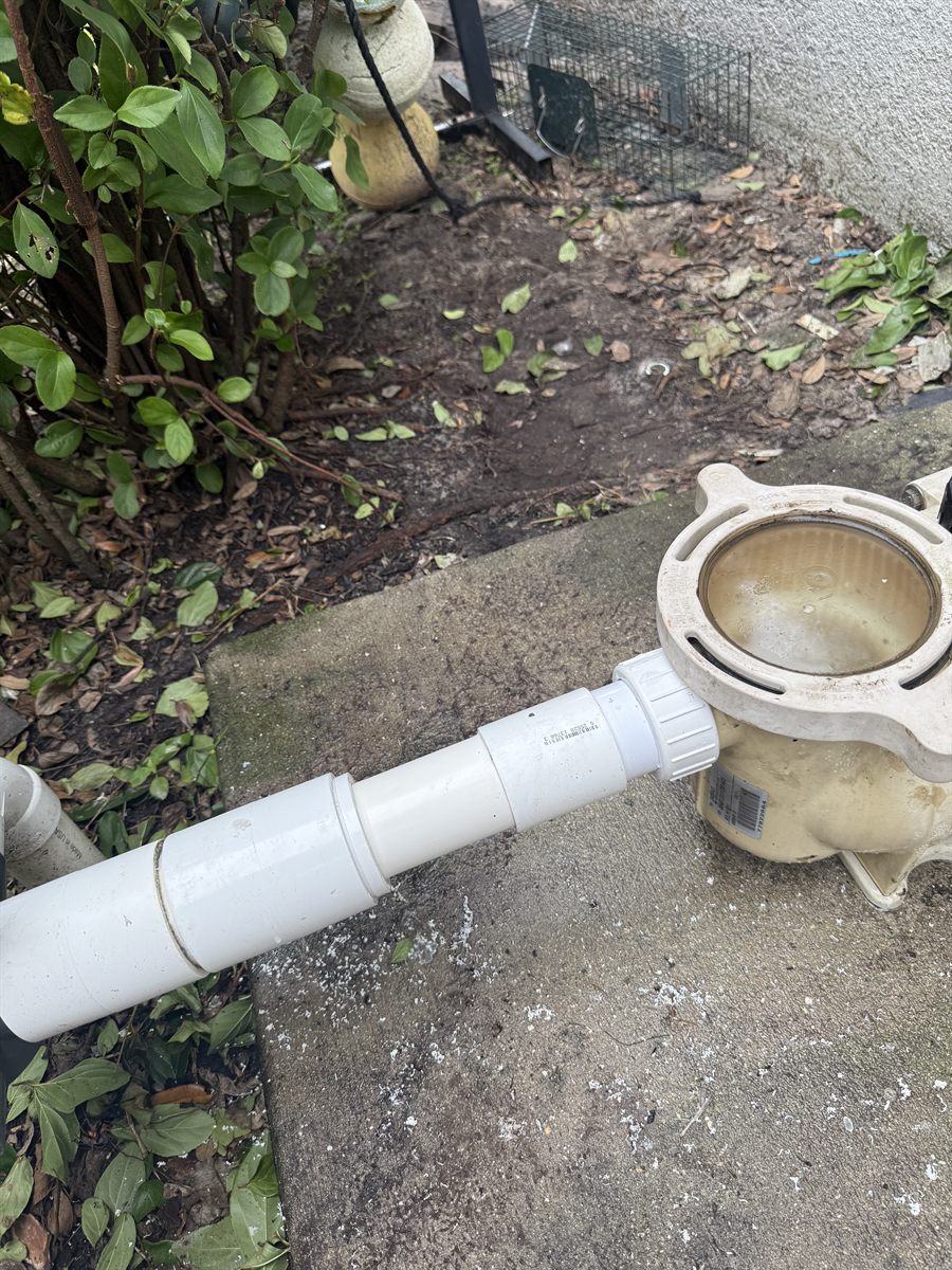 Fresh PVC pool plumbing repair on a Sarasota equipment pad by Sundays Pools